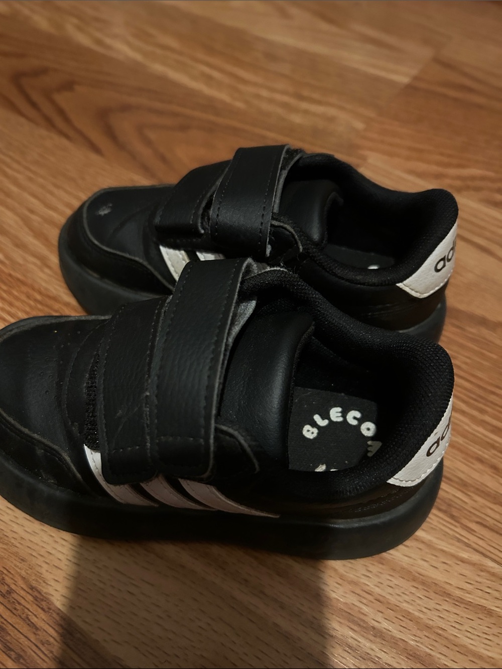 adidas Kids Black and White Velcro Sneakers